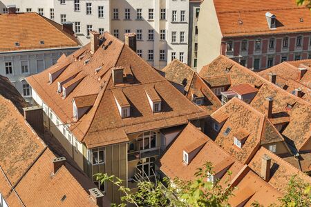 Graz aerial downtown cityscape, Austriaの写真素材