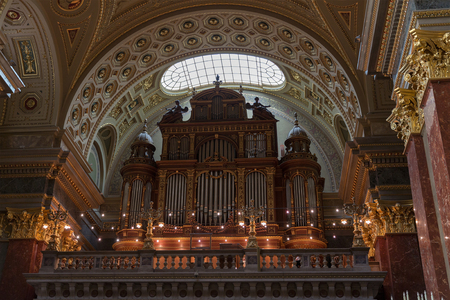 Organ of Saint Stephen Basilica in Budapest, Hungary. The Basilica is named in honor of Stephen - first King of Hungary.のeditorial素材