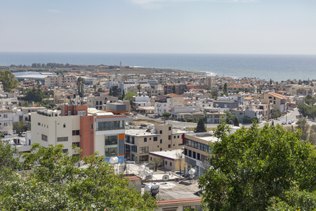 Paphos cityscape, residential district. Paphos is a Mediterranean coastal city in the southwest of Cyprus, Europe.の写真素材