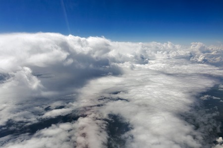 flying above the clouds, view from airplane