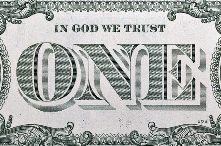 US one dollar bill closeup macro, back sideの写真素材