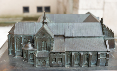 KRAKOW, POLAND - JANUARY 14, 2017: Church of St Francis of Assisi steel mock up on city street in Old Town. Krakow is the second largest and one of the oldest cities in Poland.のeditorial素材