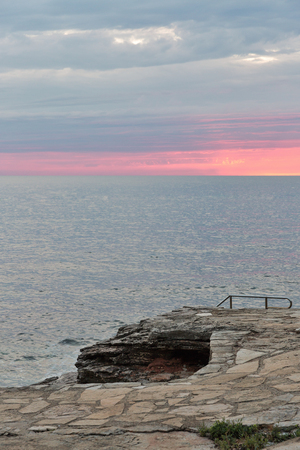 Tranquil sunset on the coast of Adriatic Sea, Istria, Croatiaの写真素材