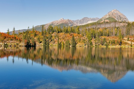 Strbske Lake landscape in Slovakia. It is a favorite ski, tourist, and health resort in the High Tatras.の写真素材