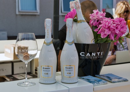 KIEV, UKRAINE - JUNE 02, 2018: Canti booth at Kyiv Wine Festival. Big festival of wine and healthy food was organized by Good Wine company, 77 winemakers from around the world took part thereのeditorial素材