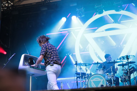 KIEV, UKRAINE - JULY 08, 2018: Enter Shikari, a British alternative post hardcore rock band and Rou...