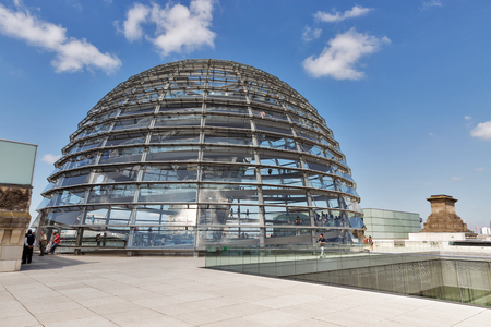 BERLIN, GERMANY - JULY 14, 2018: Reichstag dome, second most visited attraction in Germany, not least because of huge glass dome that was erected on the roof as a gesture to the original 1894 cupola.のeditorial素材
