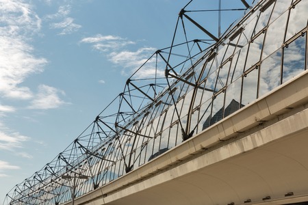 Modern futuristic steel, glass and concrete architecture in Berlin, Germany.の写真素材