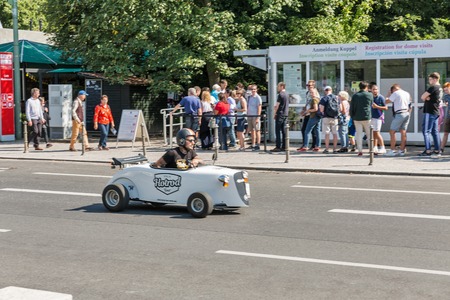 BERLIN, GERMANY - JULY 13, 2018: Hot rod small car in downtown. Berlin is the capital and largest city of Germany by both area and population.のeditorial素材