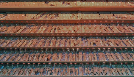 KIEV, UKRAINE - OCTOBER 20, 2018: Spiegelau glasses for whisky tasting at 4th Ukrainian Whisky Dram Festival organized by Good Wine company in Artistic Arsenal.のeditorial素材