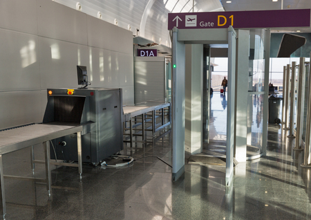 Empty airport security check point