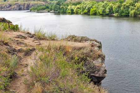 Landscape with Khortytsia, the largest island in the River Dnieper, Ukraine.の写真素材