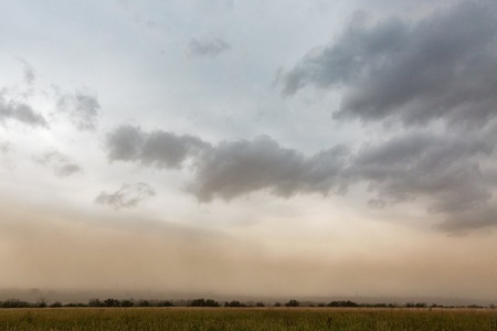 Thunder sky over summer landscape on Khortytsia island, Ukraineの写真素材