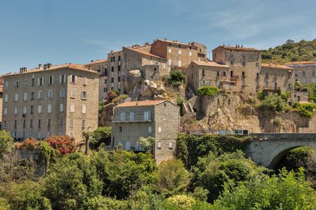 Impressive medieval hilltop village Sartene in Corsica island, France.の写真素材