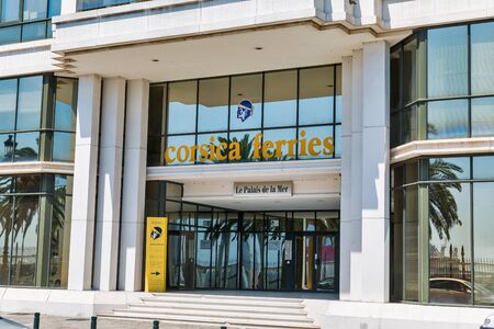 BASTIA, CORSICA, FRANCE - JULY 23, 2019: The Palace of the Sea with Corsica Ferries ticket office.のeditorial素材