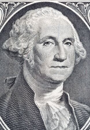 Macro portrait of George Washington US president on one dollar bill