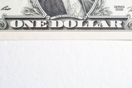 US one dollar bill macro sign with copy space, front sideの写真素材