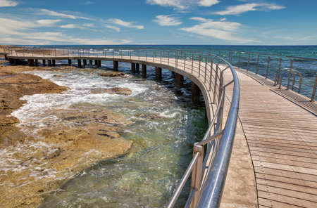 Ayia Napa summer resort beach promenade seafront, Cyprus.の写真素材