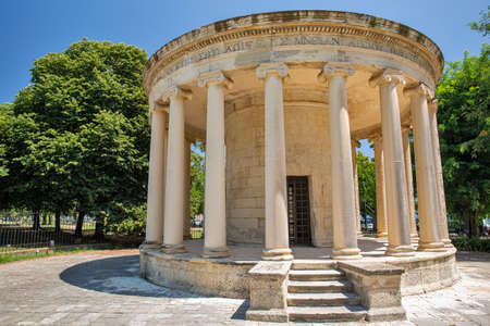 Maitland Monument, also known as the Maitland Rotunda or the Peristyle of Maitland closeup. It is a neoclassical monument located at the end of Spianada square in Kerkyra, Corfu, Greece.の写真素材