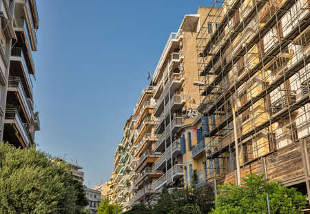 Thessaloniki, Greece - July 27, 2021: Residential architecture in downtown. Thessaloniki is the...