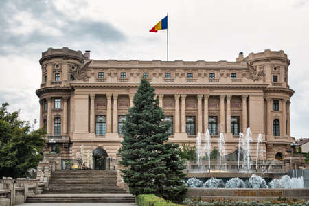 Bucharest, Romania - August 12, 2021: National Military Club, known as Cercul Militar National in Romanian, in downtown.のeditorial素材