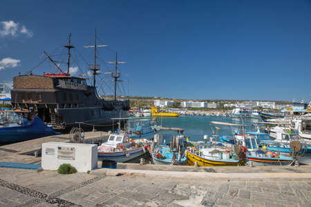 Ayia Napa, Cyprus - May 23, 2021: Boats and ships moored in seaport. Ayia Napa is a tourist resort at the far eastern end of the southern coast of Cyprus.のeditorial素材