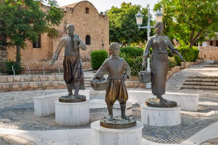Ayia Napa, Cyprus May 29, 2021: The Farmer of Ayia Napa monument, a throwback to the pre touristic era when Napa was a traditional Cypriot village specialising in fishing and farming.のeditorial素材