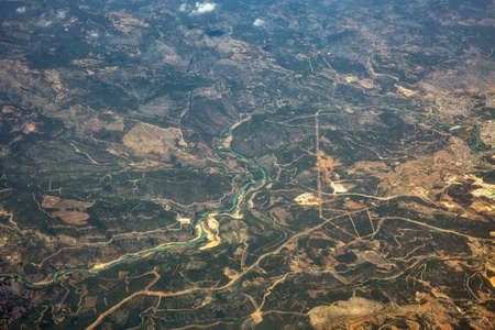 Aerial view over the Goksu river on the Taseli plateau, Turkey.