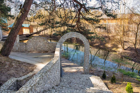 Miraculous spring of St. Anna in Monastery of St. Nicholas convent. Onyshkivtsi, Ukraine.の写真素材