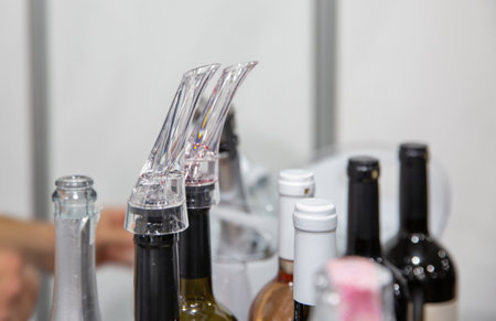 Pouring wine for tasting closeupの写真素材