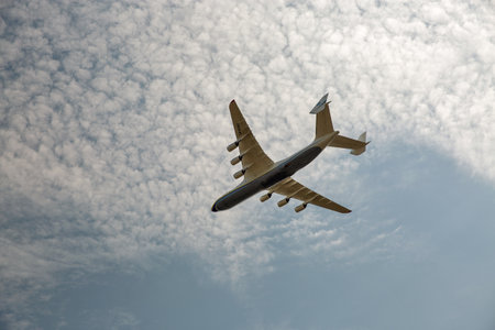 Kyiv, Ukraine - August 22., 2021: Airplane Antonov AN-225 Mriya, world's largest transport aircraft....