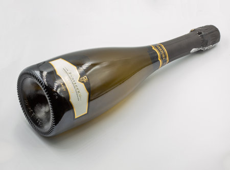Kyiv, Ukraine - December 18, 2023: Studio shoot of Italian Sartori Prosecco Brut bottle closeup against white background.のeditorial素材