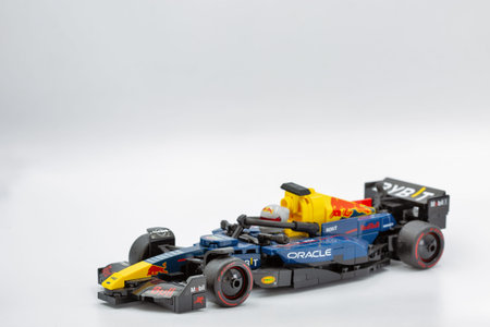 Kyiv, Ukraine - January 04, 2026: LEGO Technic Oracle Red Bull Racing RB20 Formula One championship...