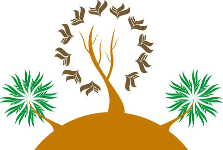 island with a stylized palm treesのイラスト素材