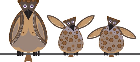 abstract bird and her childrenのイラスト素材