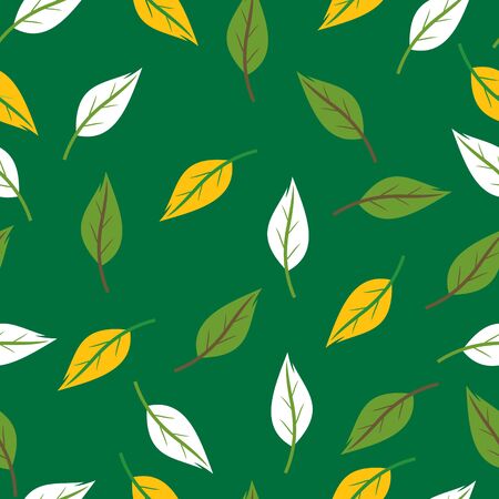 seamless texture with flying green leavesのイラスト素材