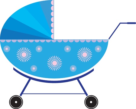 blue pushchair with designs on the sidesのイラスト素材