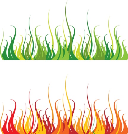 pattern of the grass and the fireのイラスト素材