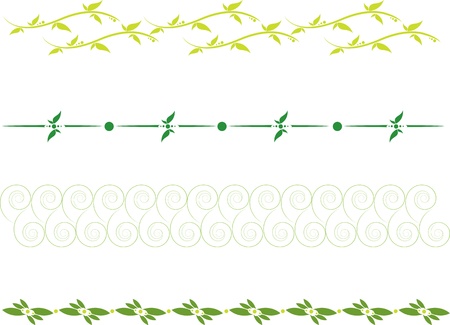 set of dividing lines with floral scrolls and leavesのイラスト素材
