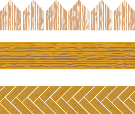 seamless set of wooden borderのイラスト素材