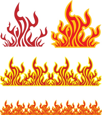 set of graphical elements of fireのイラスト素材