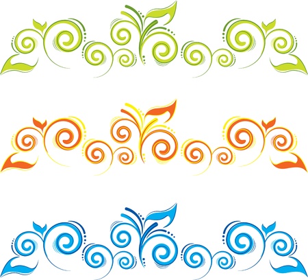 set of floral borders with swirlsのイラスト素材