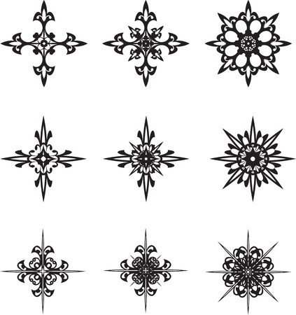 set of stylized graphics of starsのイラスト素材
