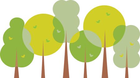 Row of trees with birdsのイラスト素材