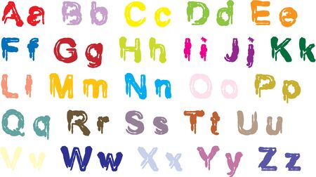 color set of alphabet font symbolsのイラスト素材