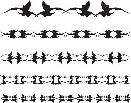 set of calligraphic abstract dividing lineのイラスト素材