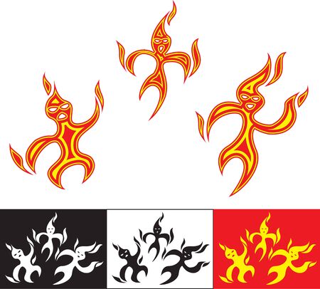 set of funny fiery charactersのイラスト素材