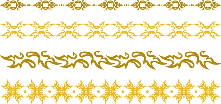 set of gold floral borderのイラスト素材