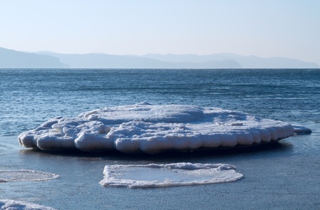 ice floe in the sea bayの写真素材