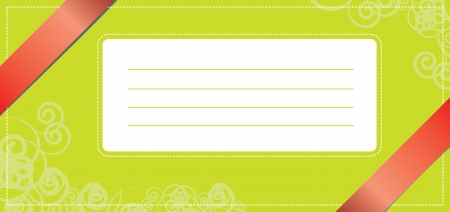 green greeting card with red ribbonsのイラスト素材